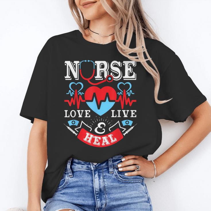 Nurse Live Love Heal Graduation Appreciation Valentines Day Unisex T-Shirt