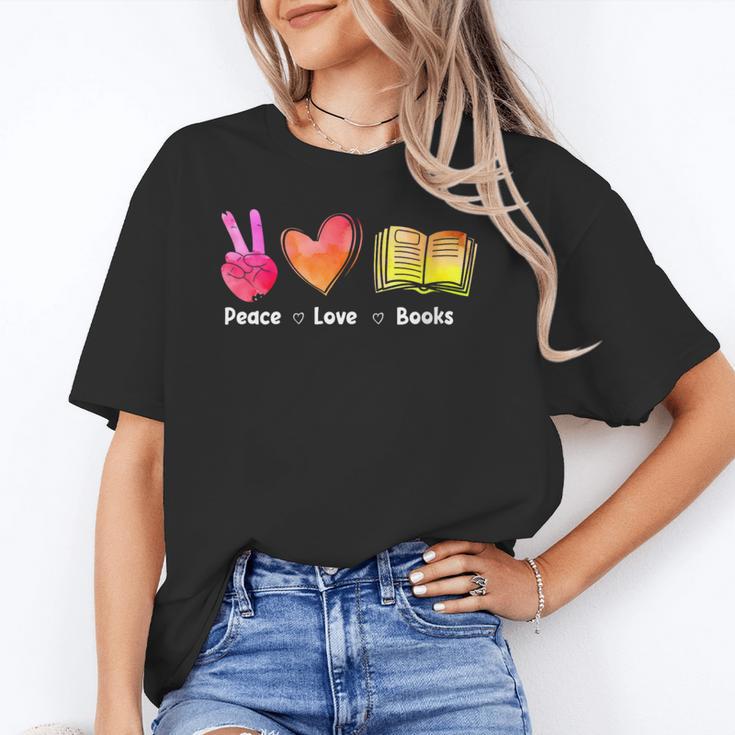 Peace Love Books Reader Librarian Library Book Unisex T-Shirt
