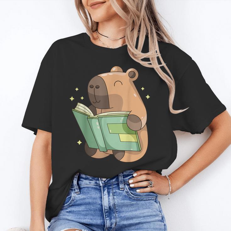 Pet Capybara Is Reading Library Capy Word Book Day Teacher Men Women Kids Unisex T-Shirt