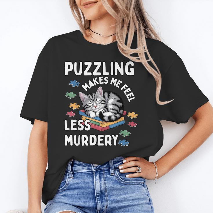 Puzzling Makes Me Feel Less Murdery Introvert Puzzle Cat Unisex T-Shirt Puzzling Makes Me Feel Less Murdery Introvert Puzzle Cat Unisex T-Shirt