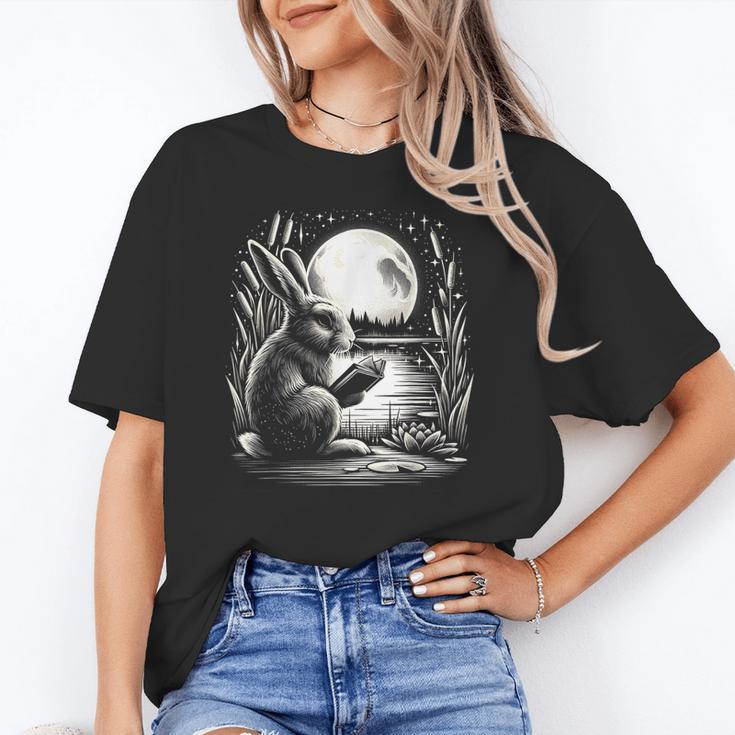 Rabbit Reading Book Full Moon Lake Scenery Unisex T-Shirt Rabbit Reading Book Full Moon Lake Scenery Unisex T-Shirt
