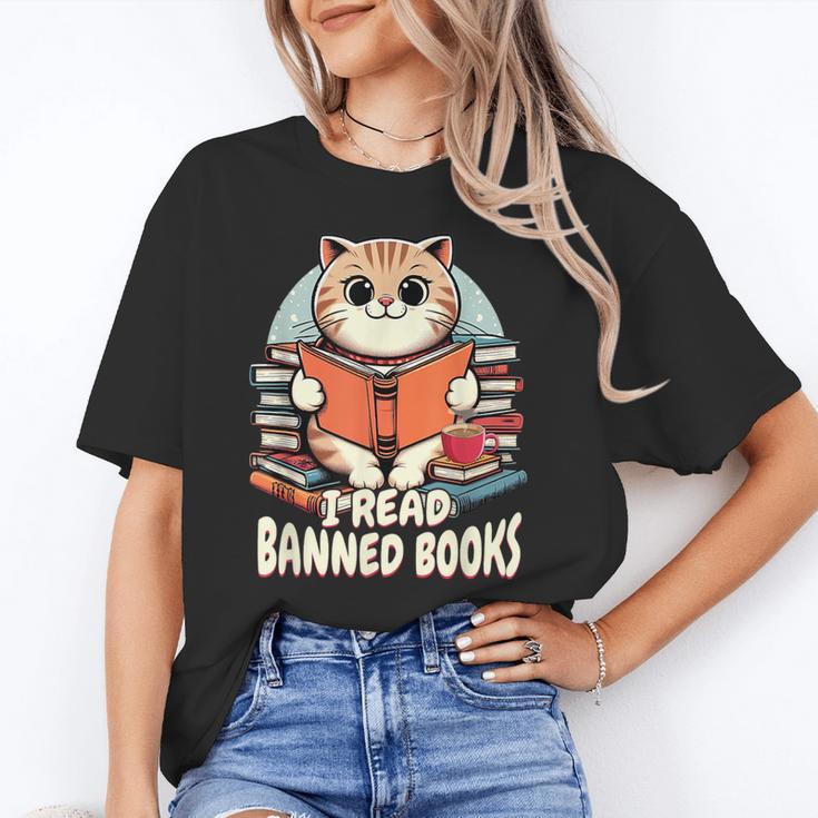 I Read Banned Books Shirt Cat Lover Bookworm Reader Men Women Kids Unisex T-Shirt