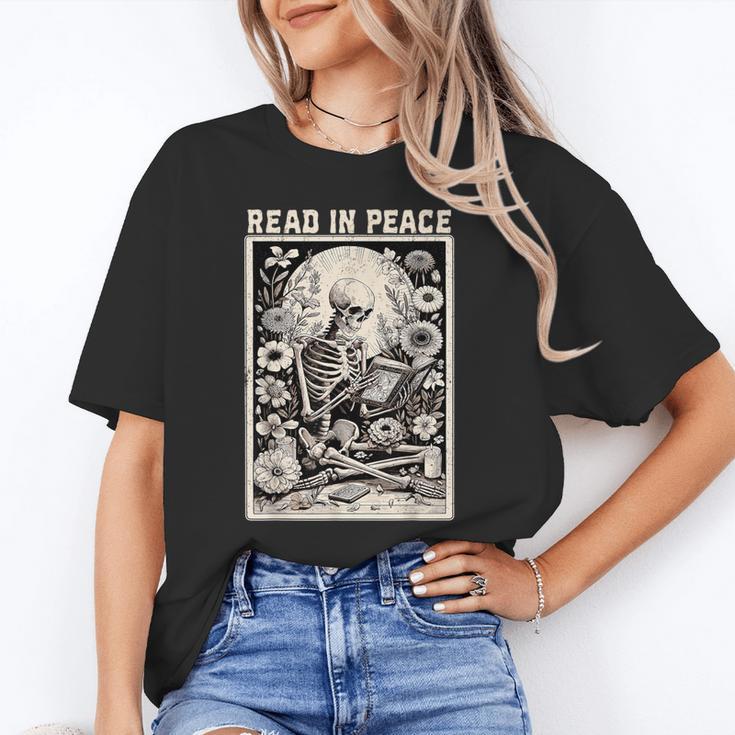 Read In Peace Skeleton Book Lover Bookworm Book Unisex T-Shirt