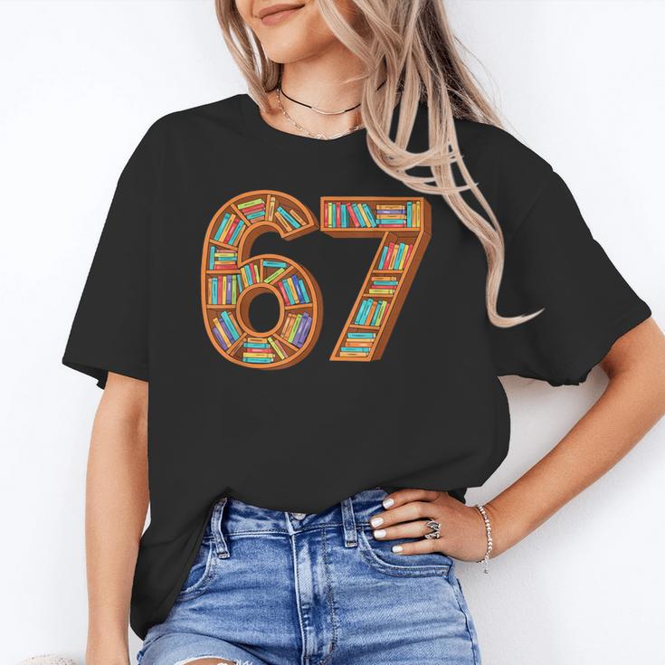 Reading 67 Six Seven Meme Teacher Book Lover Bookshelf Unisex T-Shirt