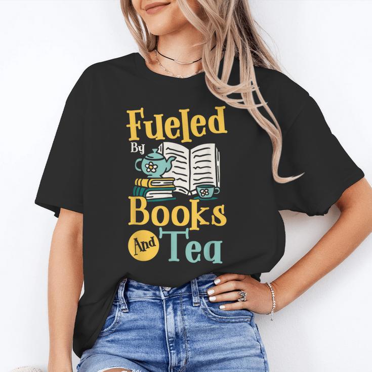 Reading Hobby Bookshelves Library Fueled By Books And Tea Unisex T-Shirt