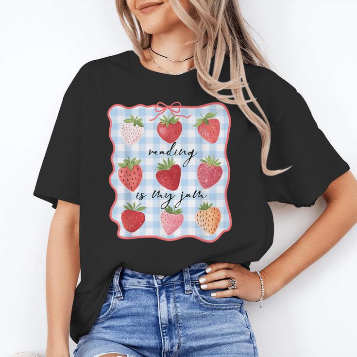 Reading Is My Jam Preppy Stawberry Bookworm Book Lover Nerd Unisex T-Shirt