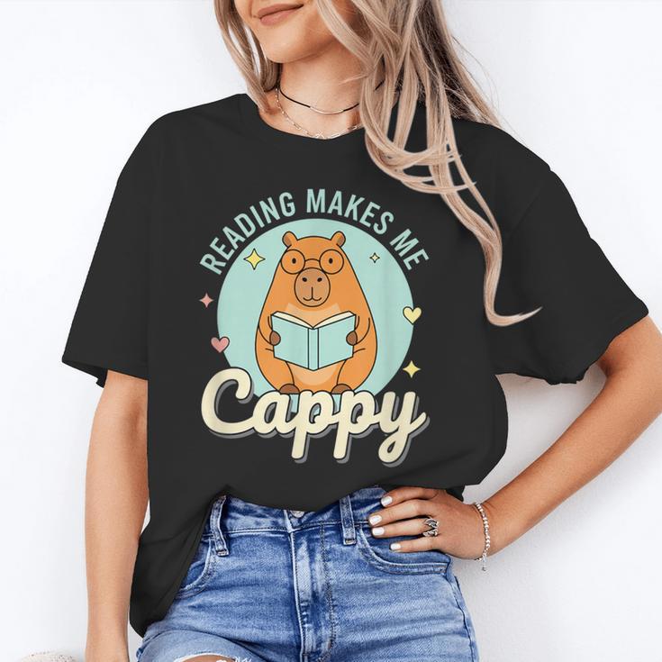 Reading Makes Me Cappy Bookworm Capybara Book Reading Unisex T-Shirt