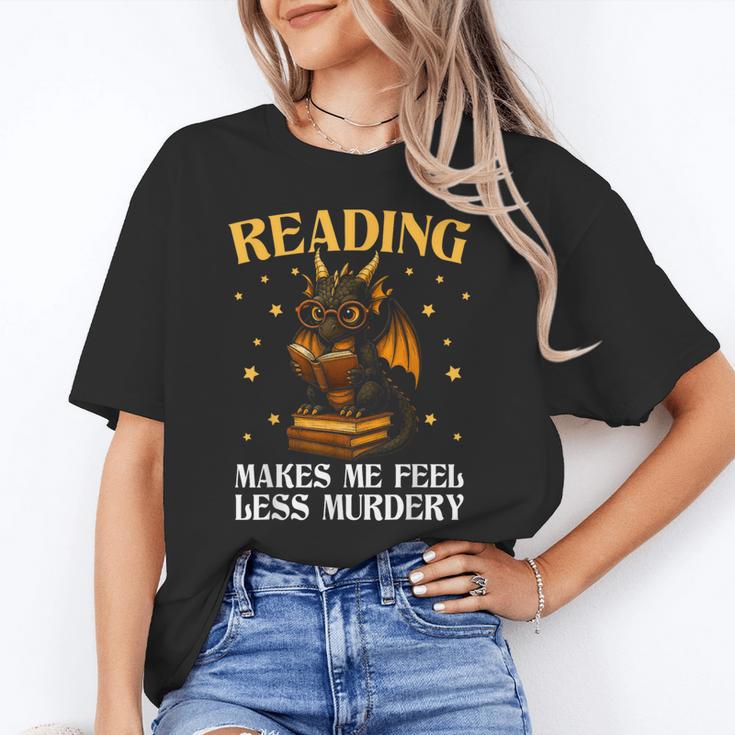 Reading Makes Me Feel Less Murdery Book Dragon Unisex T-Shirt