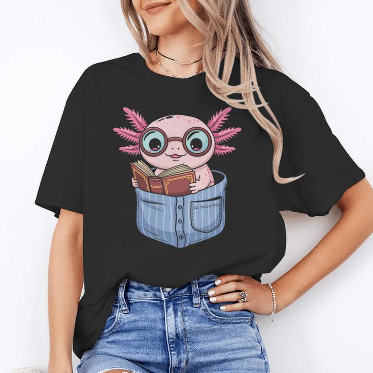 Readsalotl Axolotl Reading Book Lover Reading Pocket Axolotl Unisex T-Shirt