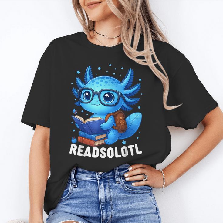 Readsolotl Blue Kawaii Axolotl Book Lover Reading Unisex T-Shirt Readsolotl Blue Kawaii Axolotl Book Lover Reading Unisex T-Shirt