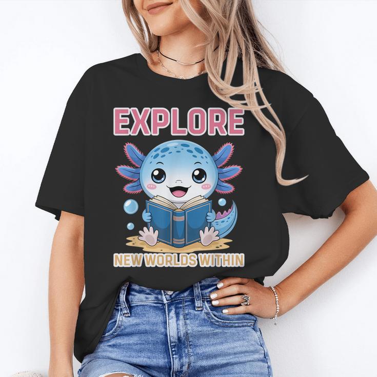 Readsolotl Kawaii Axolotl Book Lover Reading Unisex T-Shirt