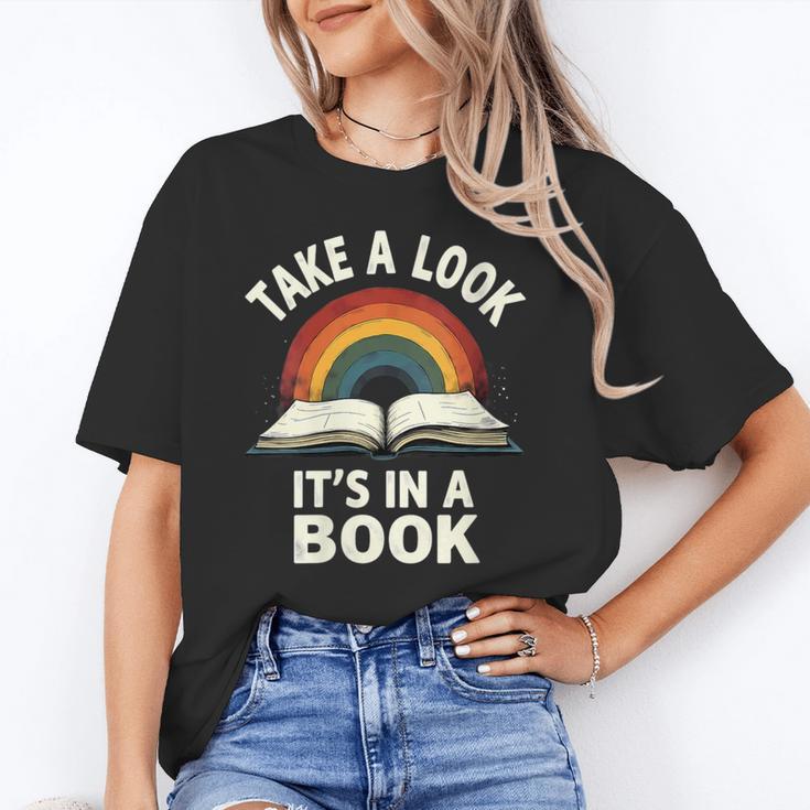 Retro Rainbow Take A Look It's In A Book Reading Unisex T-Shirt