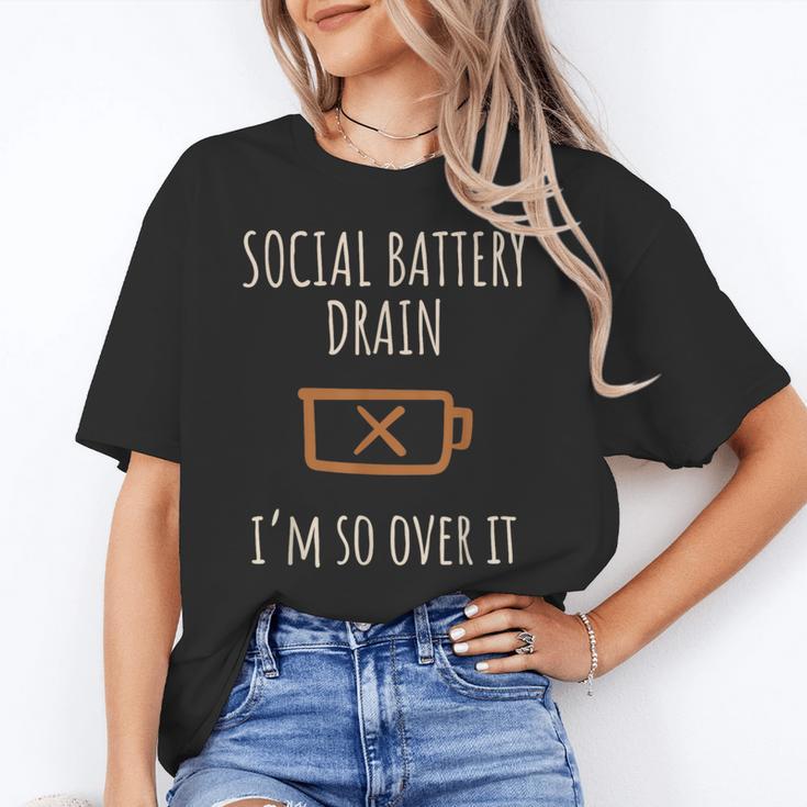 Social Battery Drain I'm So Over It Introvert Homebody Line Unisex T-Shirt