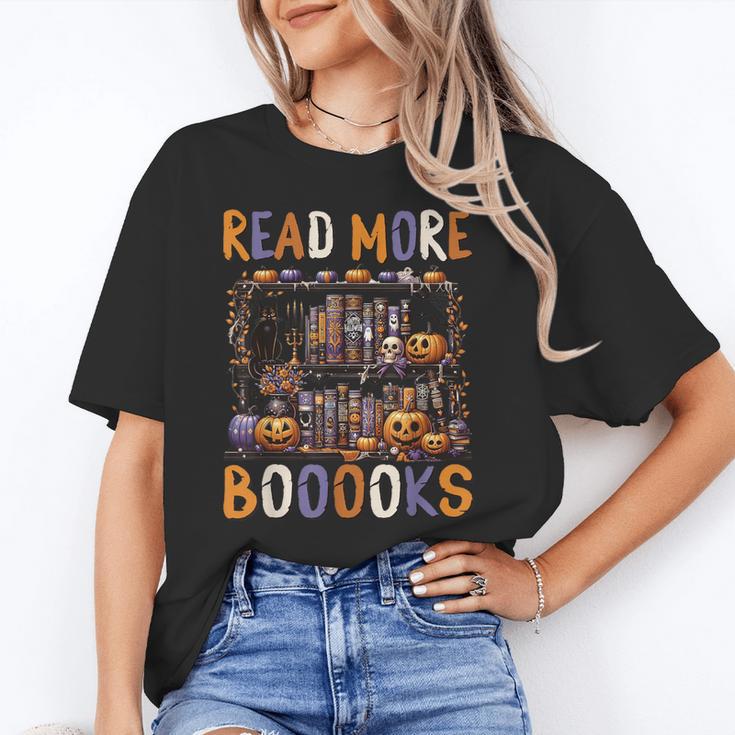 Spooky Halloween Bookshelf Bookcase Read More Books Unisex T-Shirt