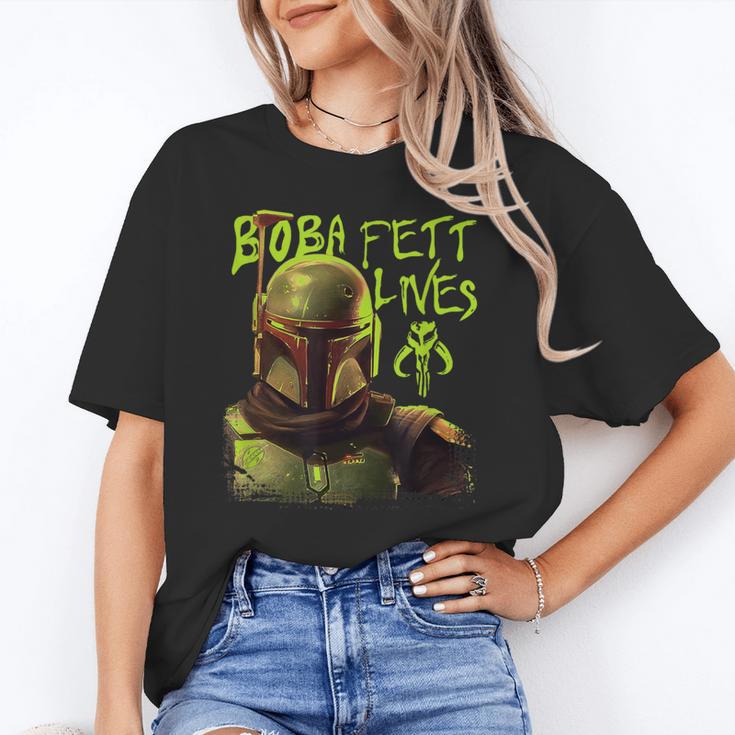 Star Wars The Book Of Boba Fett Neon Boba Fett Lives Poster Unisex T-Shirt