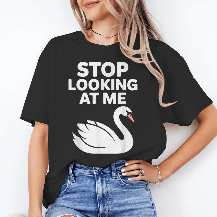 Stop Looking At Me Swan Introvert Humor Unisex T-Shirt Stop Looking At Me Swan Introvert Humor Unisex T-Shirt