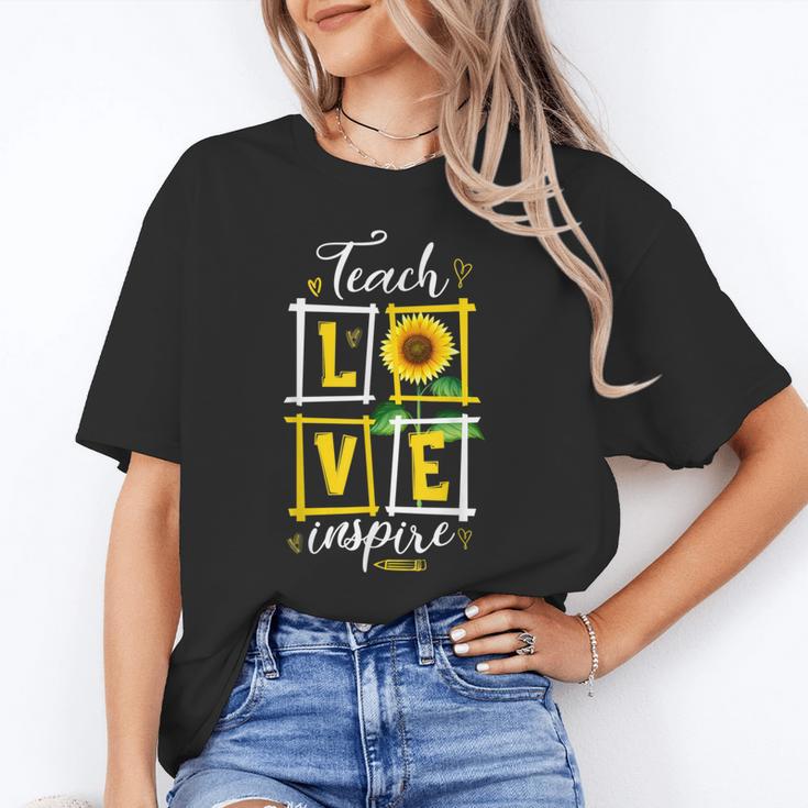 Sunflower Teach Love Inspire Cool Graduation Teacher School Unisex T-Shirt