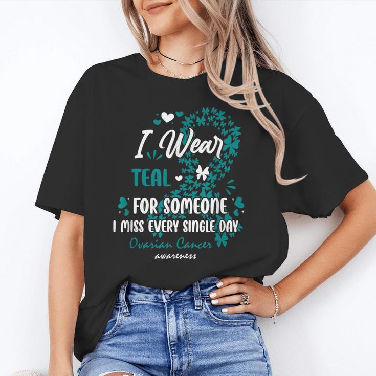 Teal Ovarian Cancer Angel Memory Warrior Support Family Unisex T-Shirt