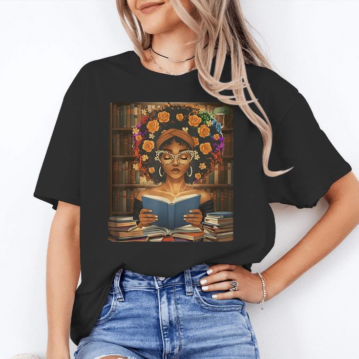 History Month Black Afro Girl Women Book Lovers Flower Unisex T-Shirt
