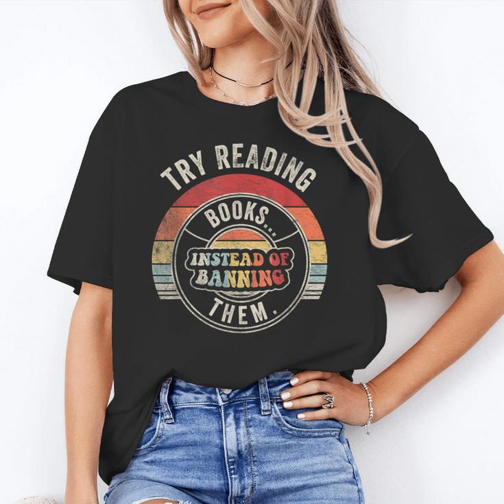Vintage Try Reading Books Instead Of Banning Them Book Lover Unisex T-Shirt Vintage Try Reading Books Instead Of Banning Them Book Lover Unisex T-Shirt