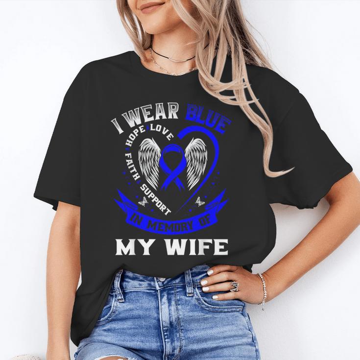 I Wear Blue In Memory Of Wife Colon Cancer Awareness Shirts Unisex T-Shirt
