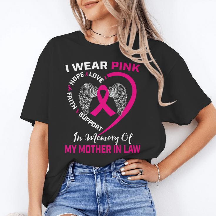 I Wear Pink In Memory Of My Mother In Law Mom Breast Cancer Unisex T-Shirt