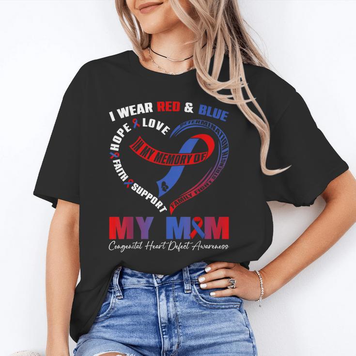 I Wear Red & Blue In My Memory Of My Mom CHD Awareness Month Unisex T-Shirt