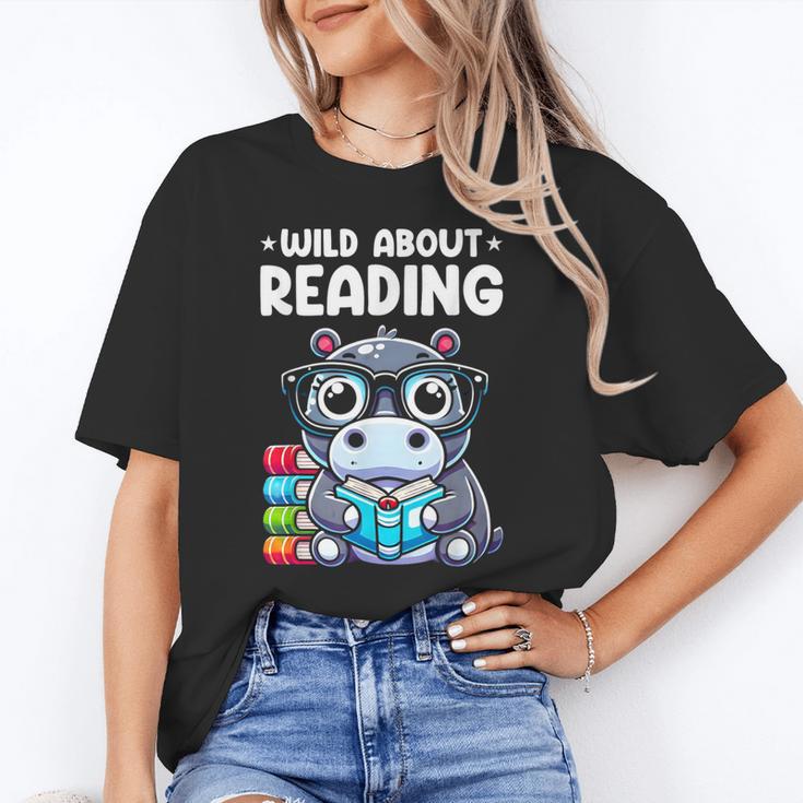 Wild About Reading Book Lover Hippo Unisex T-Shirt