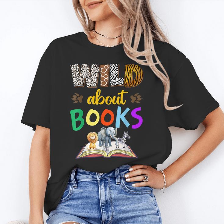 Wild About Reading Books Reader Bookworm Animals Book Lover Unisex T-Shirt Wild About Reading Books Reader Bookworm Animals Book Lover Unisex T-Shirt