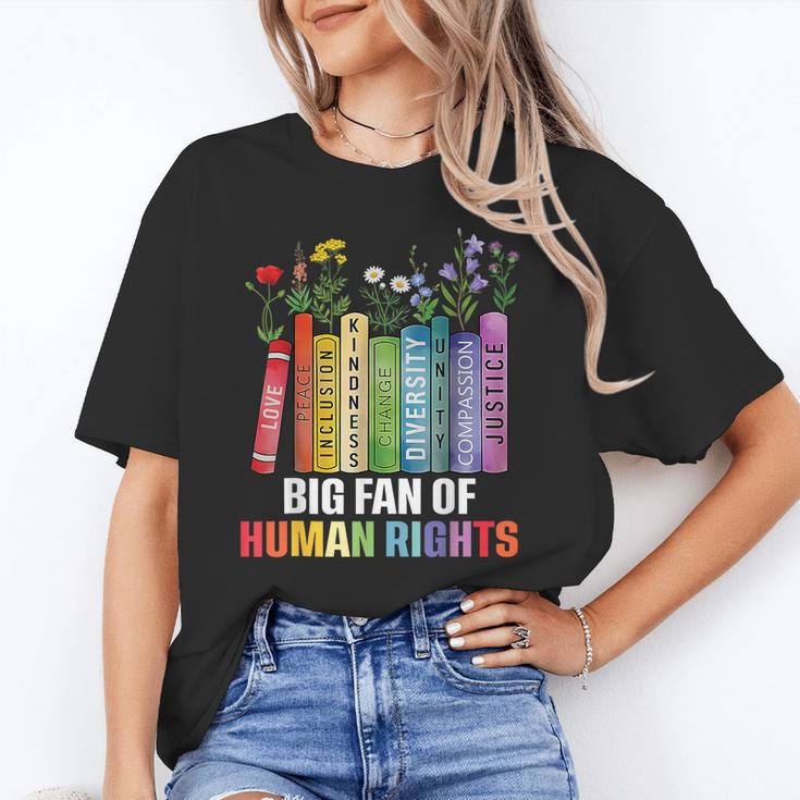 Women Floral Book Big Fan Of Human Rights Liberal Protest Unisex T-Shirt