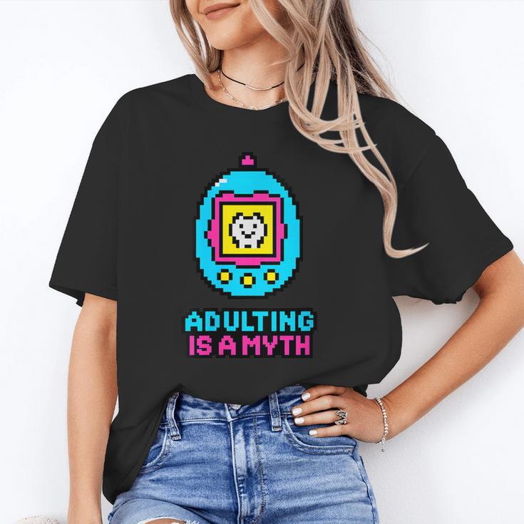 Women's Adulting Is A Myth Retro Pixel Pet Nostalgia Millennials Unisex T-Shirt
