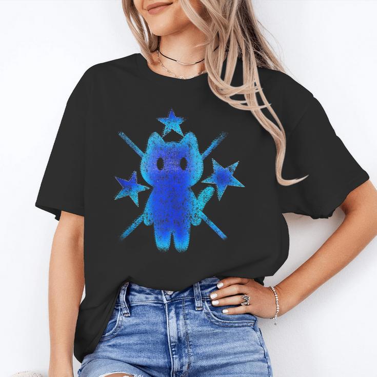 Yk2 Grunge Earthy Blue Cat With Stars Tomboy 90s Nostalgia Unisex T-Shirt Yk2 Grunge Earthy Blue Cat With Stars Tomboy 90s Nostalgia Unisex T-Shirt