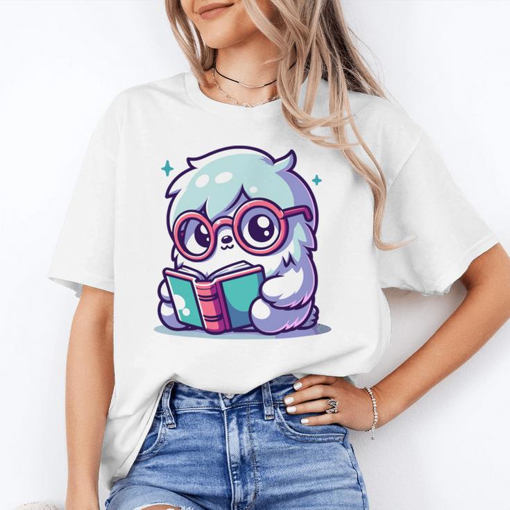 Adorable Book Lover Yeti With Reading Glasses Cute Unisex T-Shirt