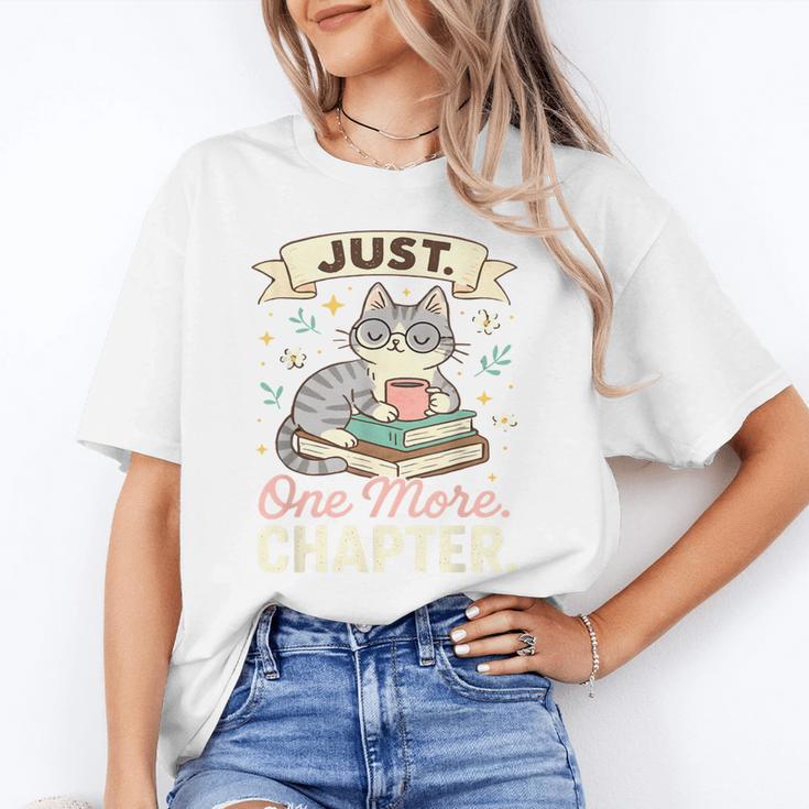 Book Lover Cute Cat Coffee Just 1 More Chapter Cozy Reading Unisex T-Shirt