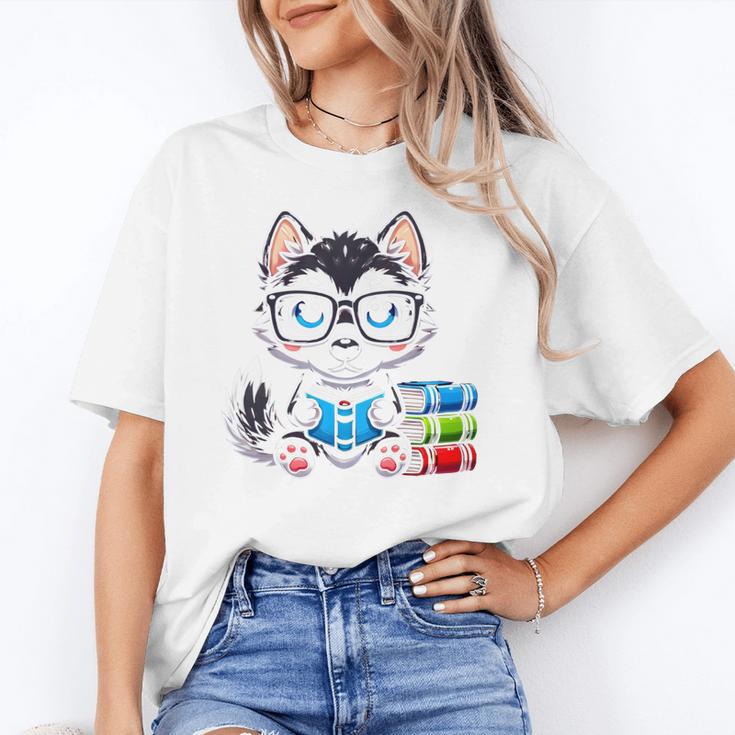 Book Lover Reading Husky Dog Unisex T-Shirt