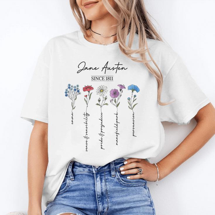 Bookish Feminist Jane Austen Fan Jane Austen Flower Books Unisex T-Shirt