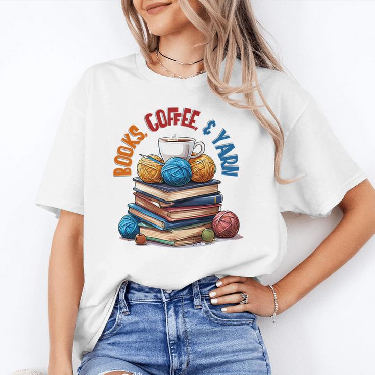 “Books Coffee & Yarn Enthusiast Cozy Reader Unisex T-Shirt