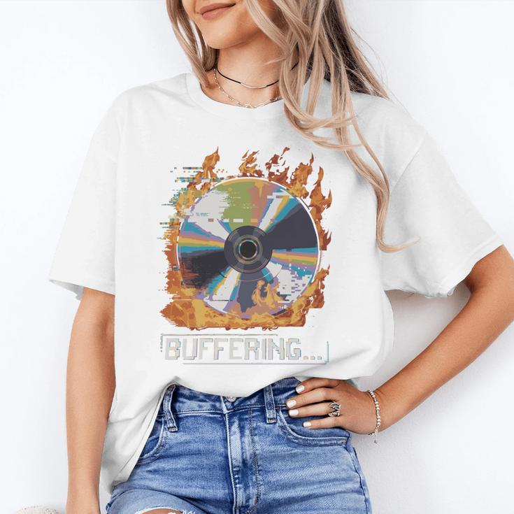 Buffering Glitched CD On Fire 2000s Nostalgia Unisex T-Shirt