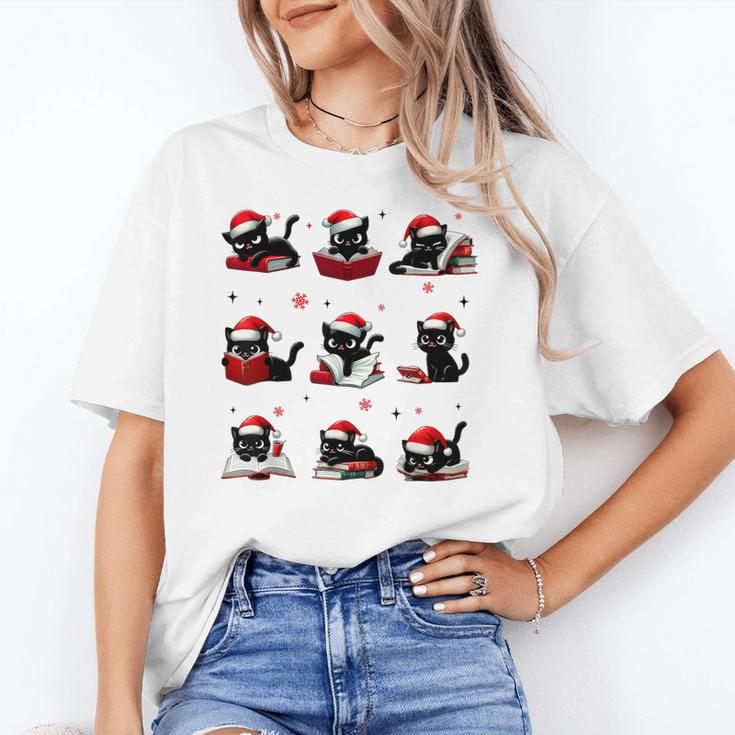 Cat Reading Books Lover Christmas Cat Lover Xmas Unisex T-Shirt Cat Reading Books Lover Christmas Cat Lover Xmas Unisex T-Shirt