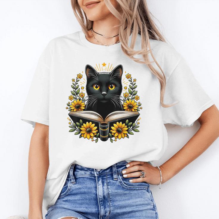 Cat For Women Book Lover Cute Cat And Book Unisex T-Shirt