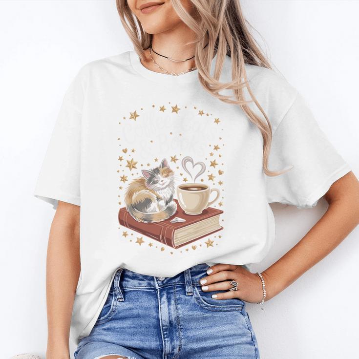 Coffee Cats & Books Cute Cat Book Lover Reading Unisex T-Shirt Coffee Cats & Books Cute Cat Book Lover Reading Unisex T-Shirt