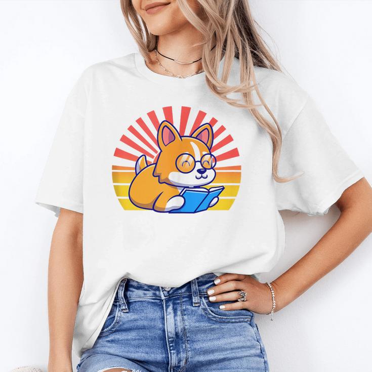 Corgi Dog Reading Book Book Lover Dog Lover Unisex T-Shirt