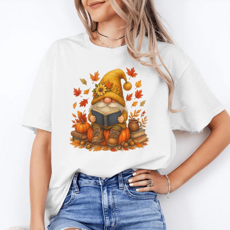 Cute Autumn Gnome Reading Pumpkin Book Lover Unisex T-Shirt Cute Autumn Gnome Reading Pumpkin Book Lover Unisex T-Shirt