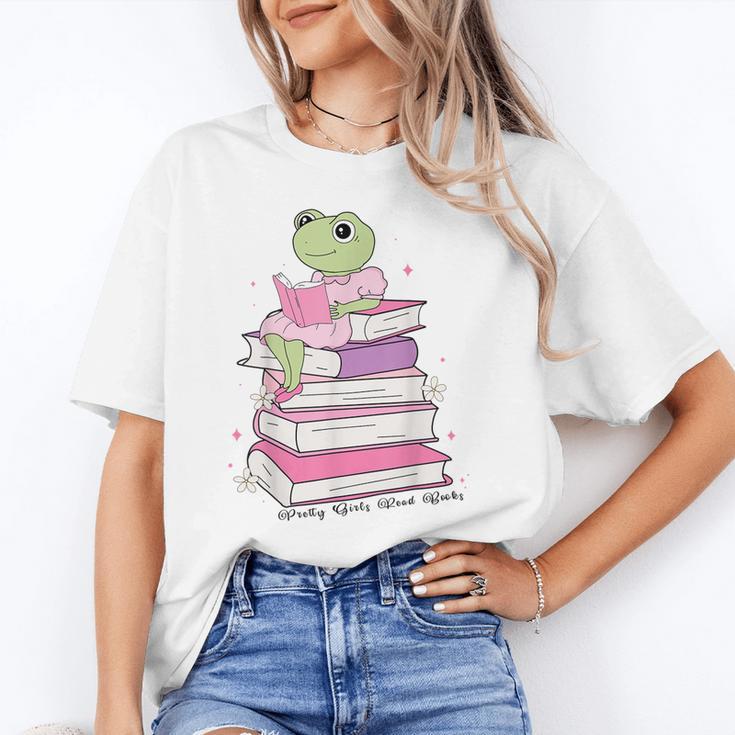 Cute Book Lover Frog Pretty Girls Read Books Kawaii Reading Unisex T-Shirt
