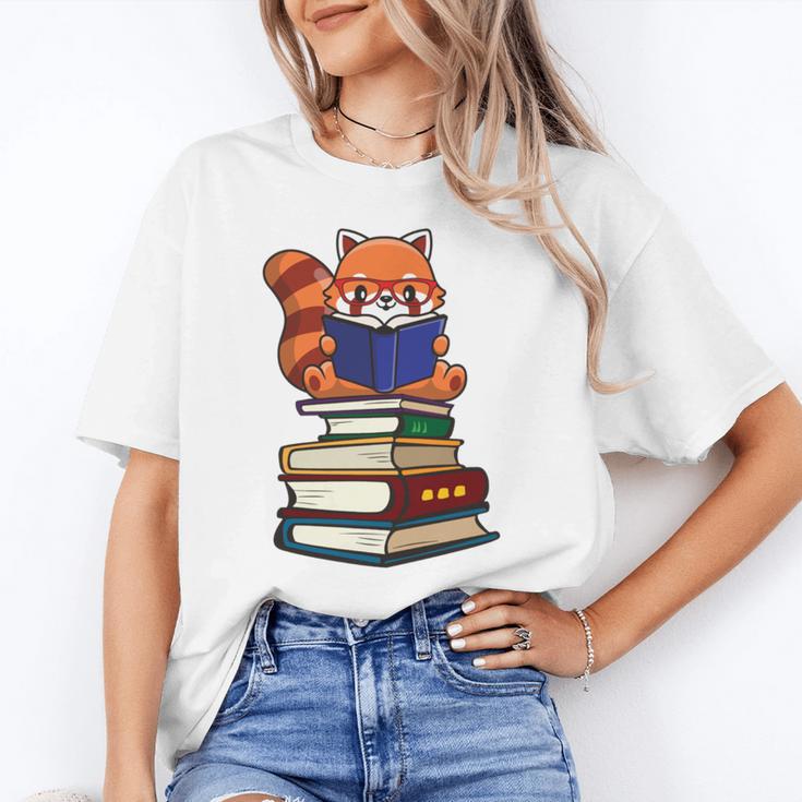 Cute Kawaii Kids Reading Books Glasses Red Panda Lover Unisex T-Shirt Cute Kawaii Kids Reading Books Glasses Red Panda Lover Unisex T-Shirt