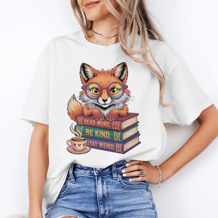 Cute Nerdy Fox Read Books Be Kind Stay Weird Book Club Premium Tri-Blend Unisex T-Shirt