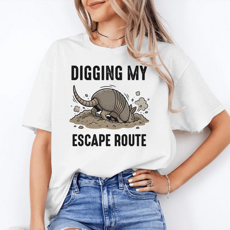 Digging My Escape Route Armadillo Introvert Humor Unisex T-Shirt
