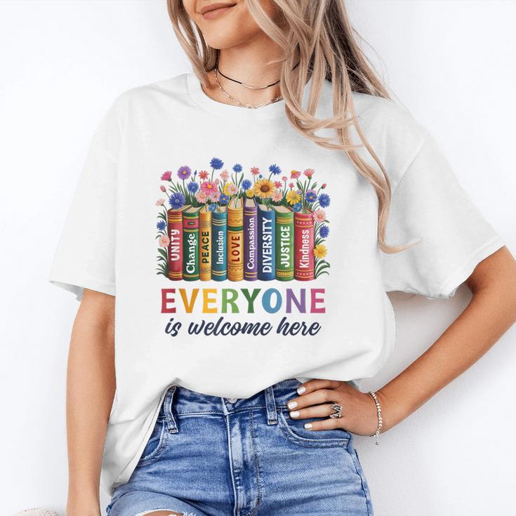 Everyone Is Welcome Here Floral Book LGBT Pride Equality Unisex T-Shirt Everyone Is Welcome Here Floral Book LGBT Pride Equality Unisex T-Shirt