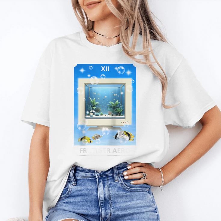 Frutiger Aero Aesthetic Tech Computer Aquarium Tarot Card Raglan Baseball Tee Unisex T-Shirt