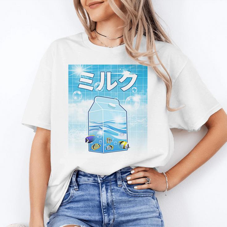 Frutiger Aero Aesthetic Tech Kawaii Milk Underwater Fishes Unisex T-Shirt